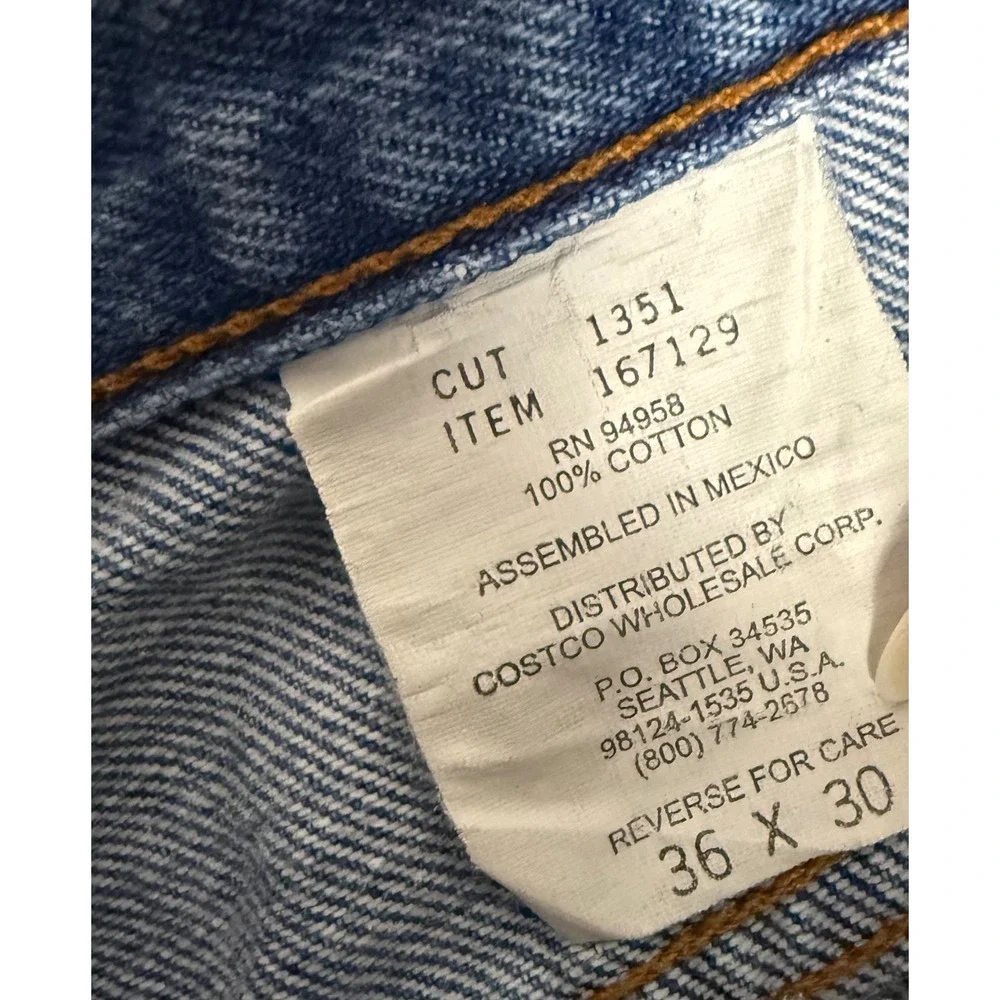 Kirkland Signature Mens 36x30 Blue Denim Jeans Straight Leg Medium Wash 167129